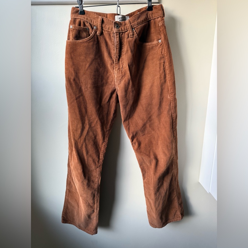 NAKED & FAMOUS Classic Corduroy Pants Camel Cotton Fall Japan High Rise Retro 28